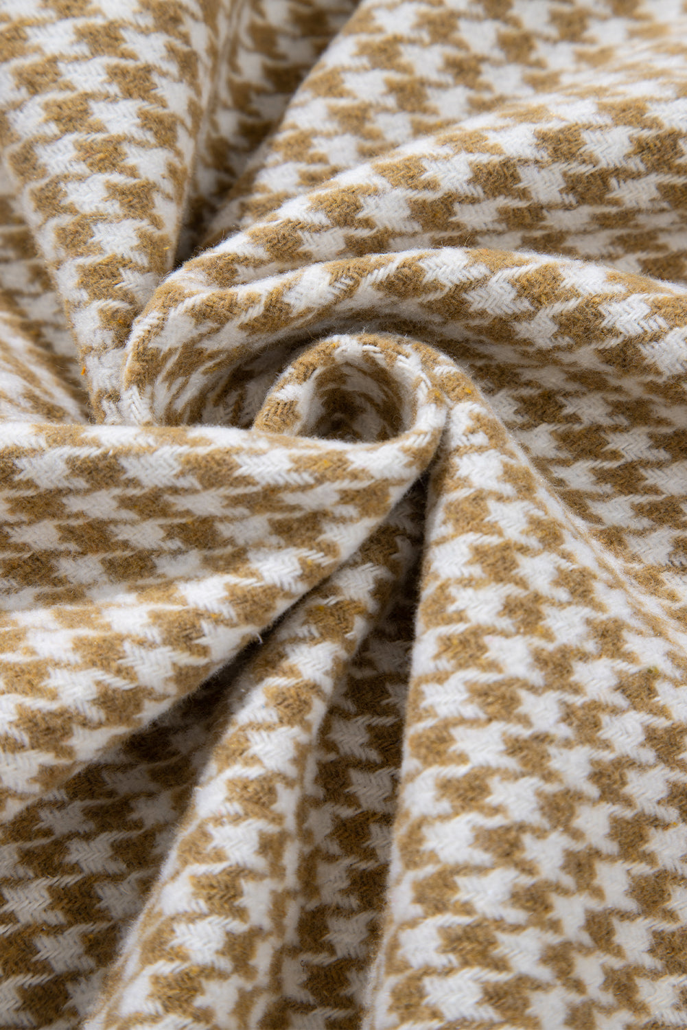 Khaki Houndstooth Textured Patchwork Loose Shacket 6e0954e5cfcb2d43