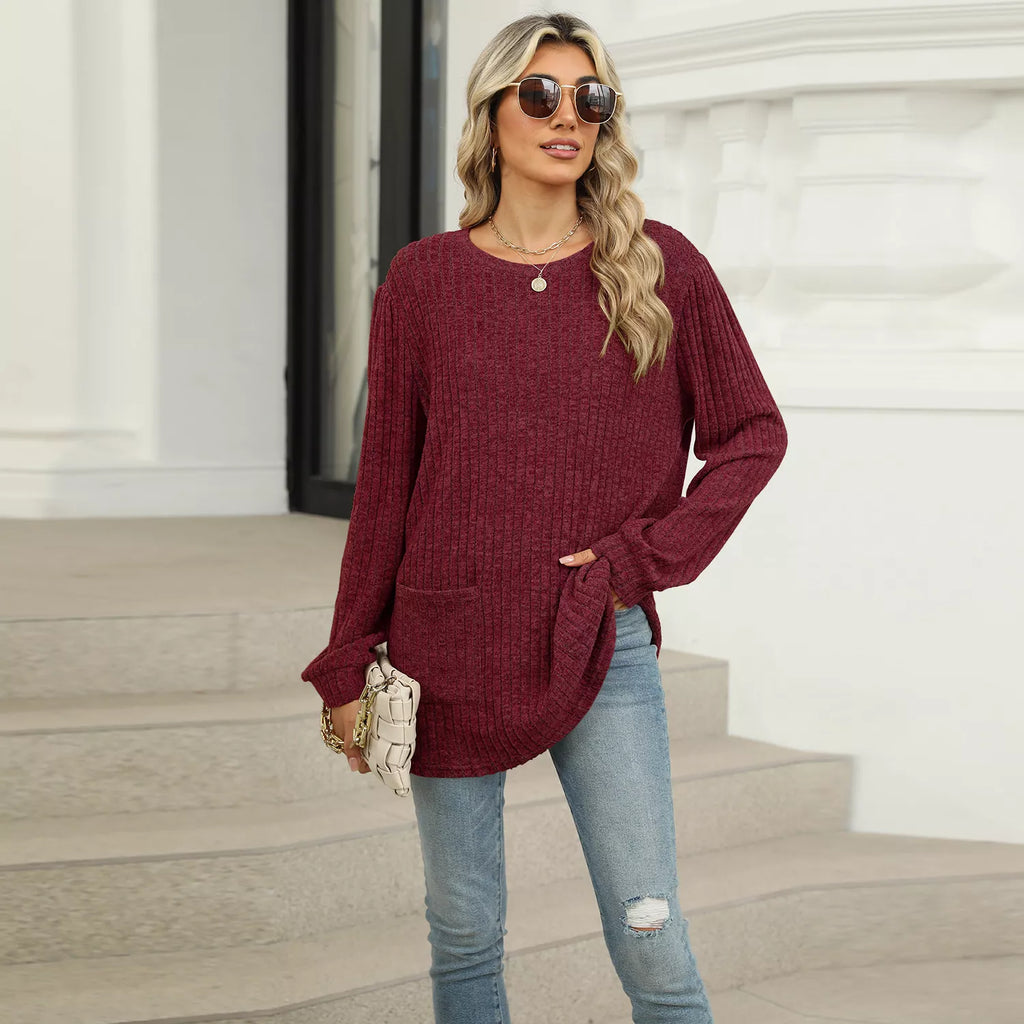 Ribbed Knit Long Sleeve T-Shirt 6e538fae-02a3-41d0-810a-3aa825838afd-Max-Origin