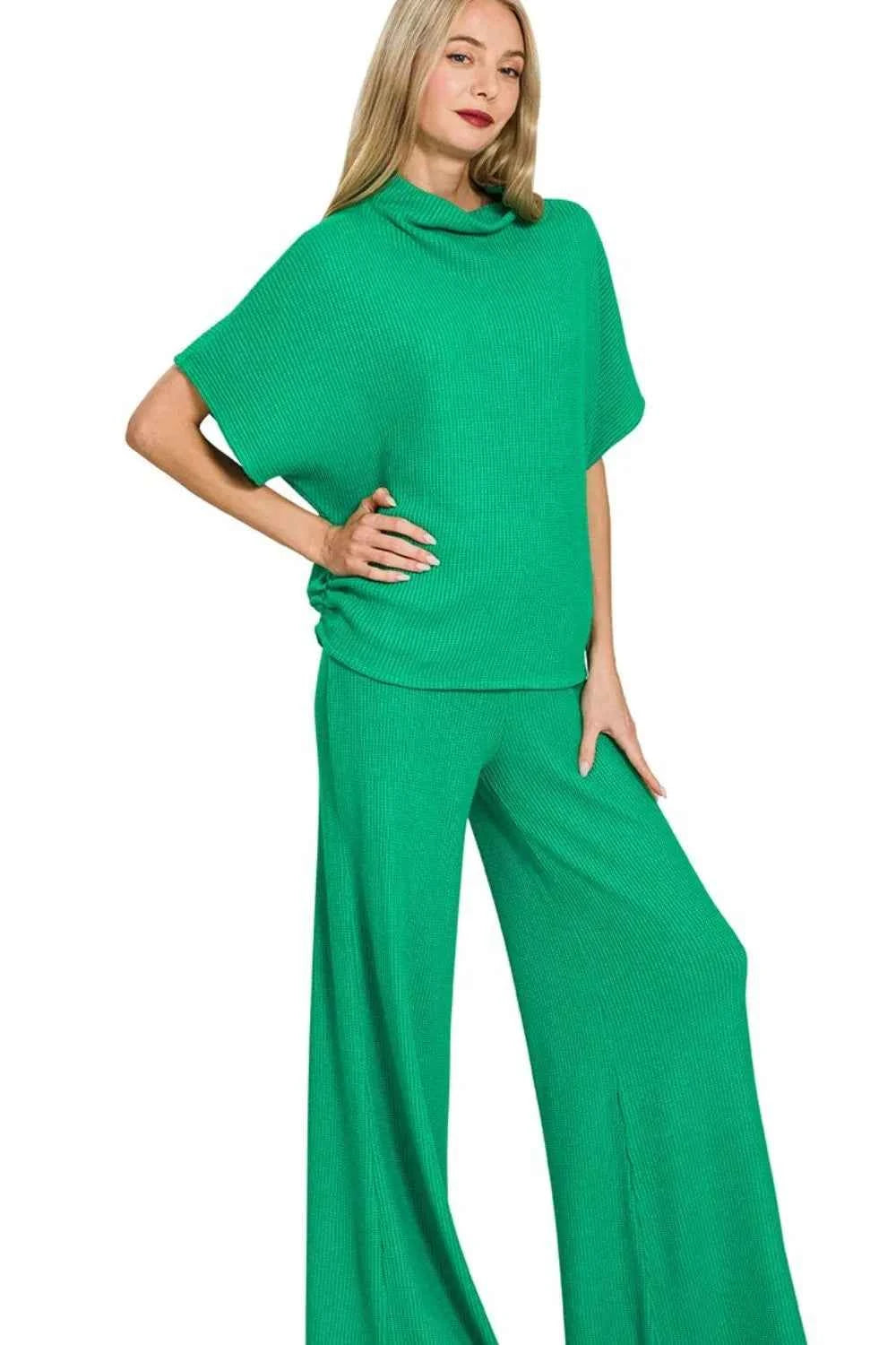Zenana Sweater Mock Neck Top & Long Pants Set K GREEN 6e5e5c8c-5714-494b-9a0e-6e7ec959f65e-Max-Origin