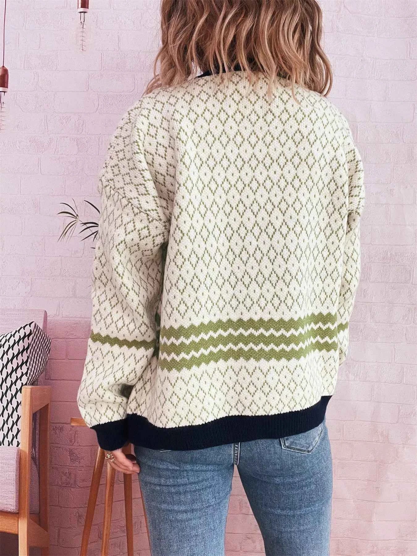 Geometric Pattern Button Up Cardigan 6e96831e753d432cacbaf2c27d686cb4-Max-Origin