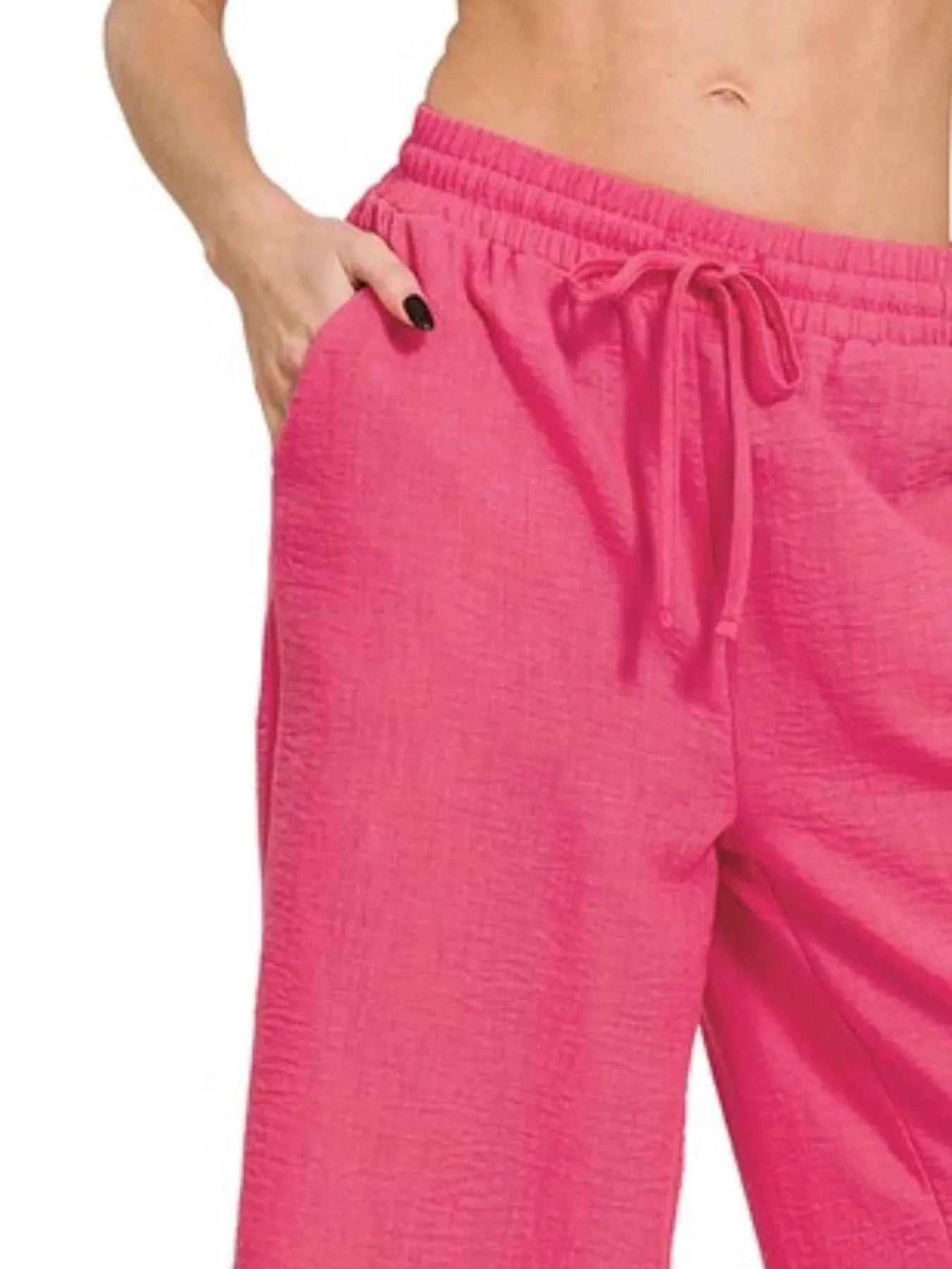 Zenana Woven Crepe Elastic Band Waist Cropped Pants 6ee0ecb5-71c7-47b9-9d64-67c5ef9f9bce-Max-Origin