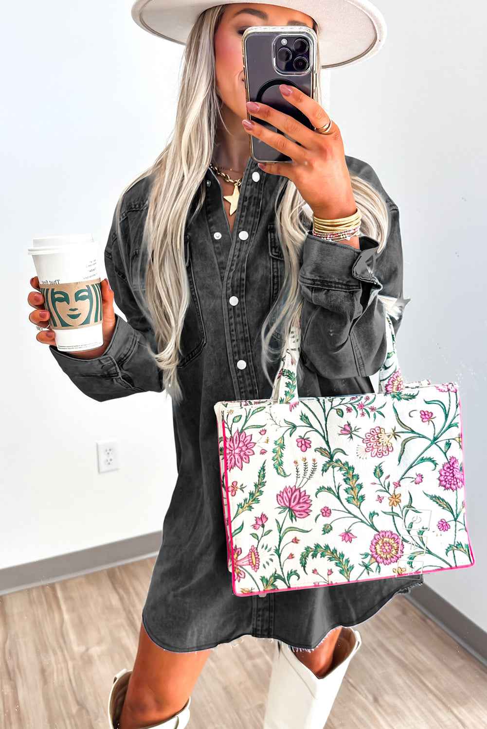 Beau Blue Chest Pocket Raw Hem Denim Loose Shirt Dress 6ee73708cb8c8047