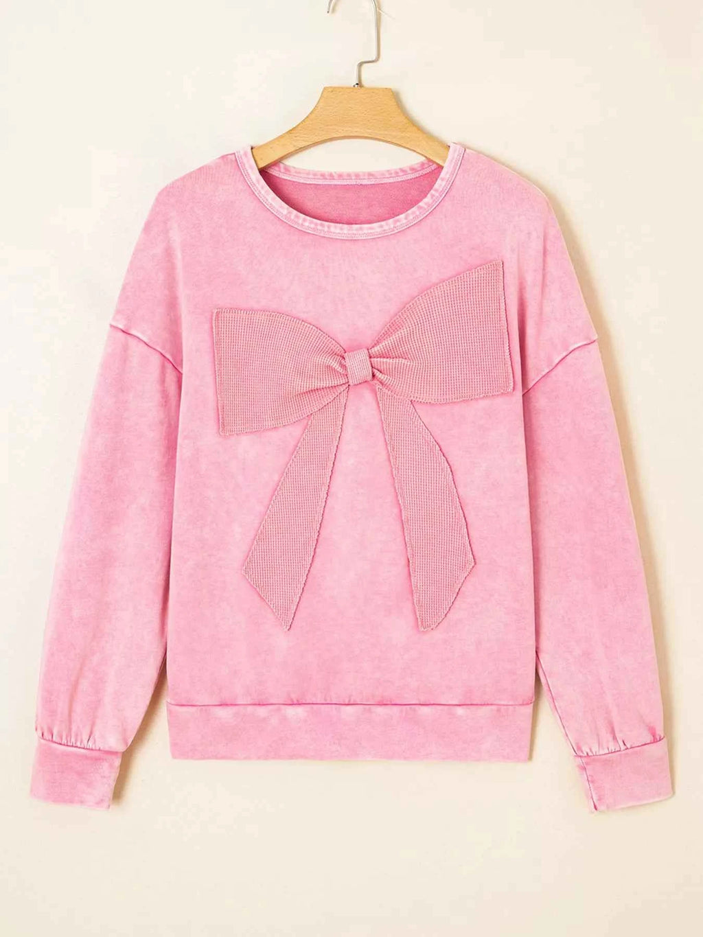 Mineral Wash Bow Patchwork Sweatshirt 6f30703af0d14db5a458bb2134ea21ed-Max-Origin
