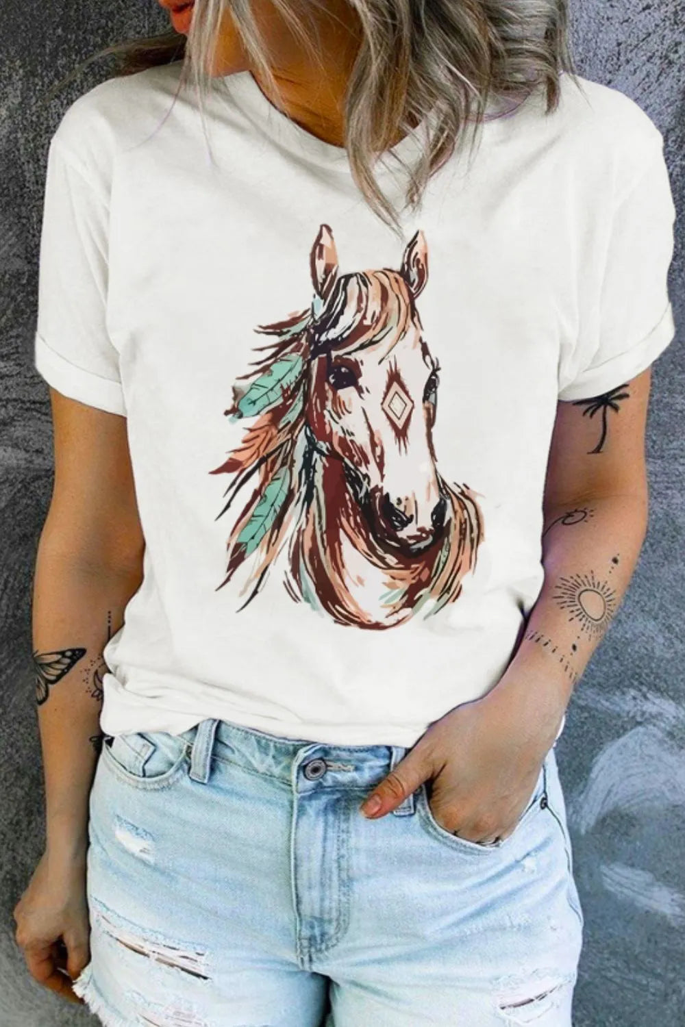 Western Aztec Horse Graphic Tee White 6f39d953-1cc0-4494-8393-1ec3695d4694-Max-Origin