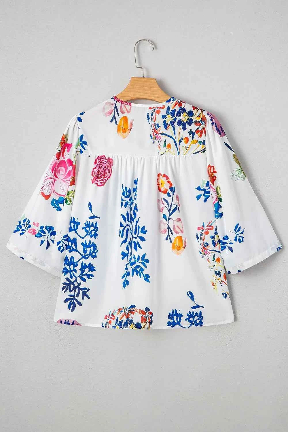 Printed Tie Neck 3/4 Sleeve Blouse 6f6ea709-b109-4af2-87f3-58f9c4a4c6d0-Max-Origin