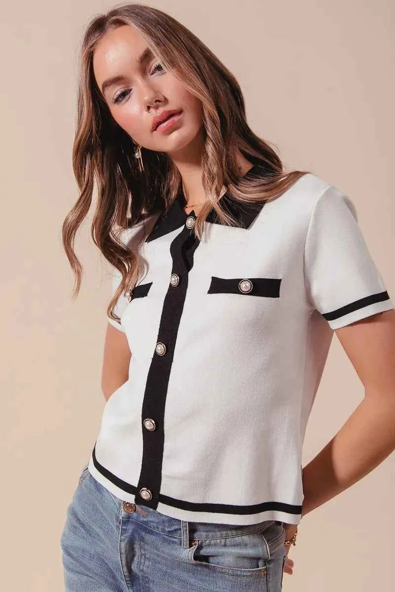 SO ME Button Down Knitted Sweater Shirt Top 6fd2246203024983980a9acac3530f41-Max-Origin