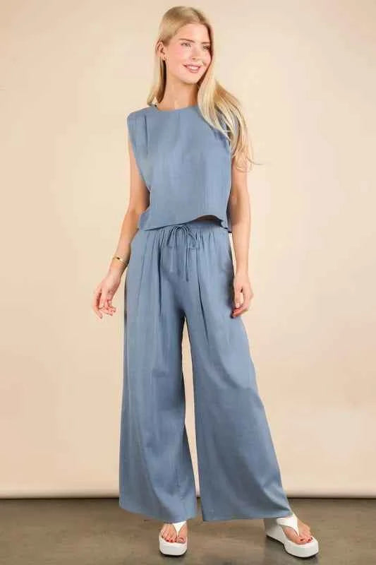 VERY J Solid Woven Top & Pants Set 6fd32e2c-3b98-417a-932b-fb26c1193843-Max-Origin