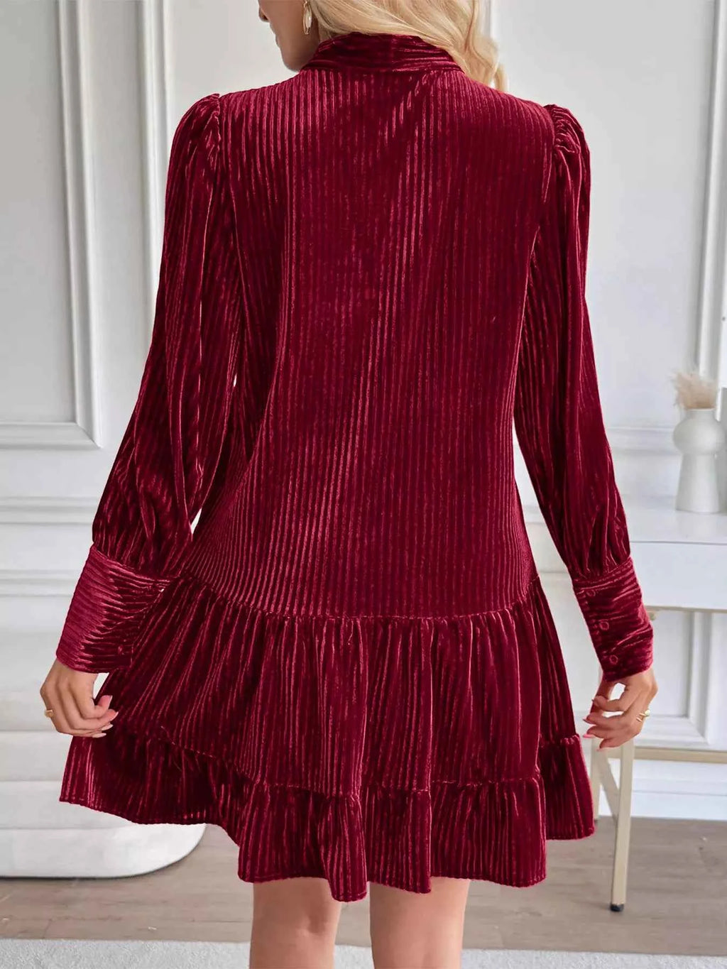 Velvet Tie Front Tiered Mini Dress 6fd38f759b51420fb45379cad43809f6-Max-Origin