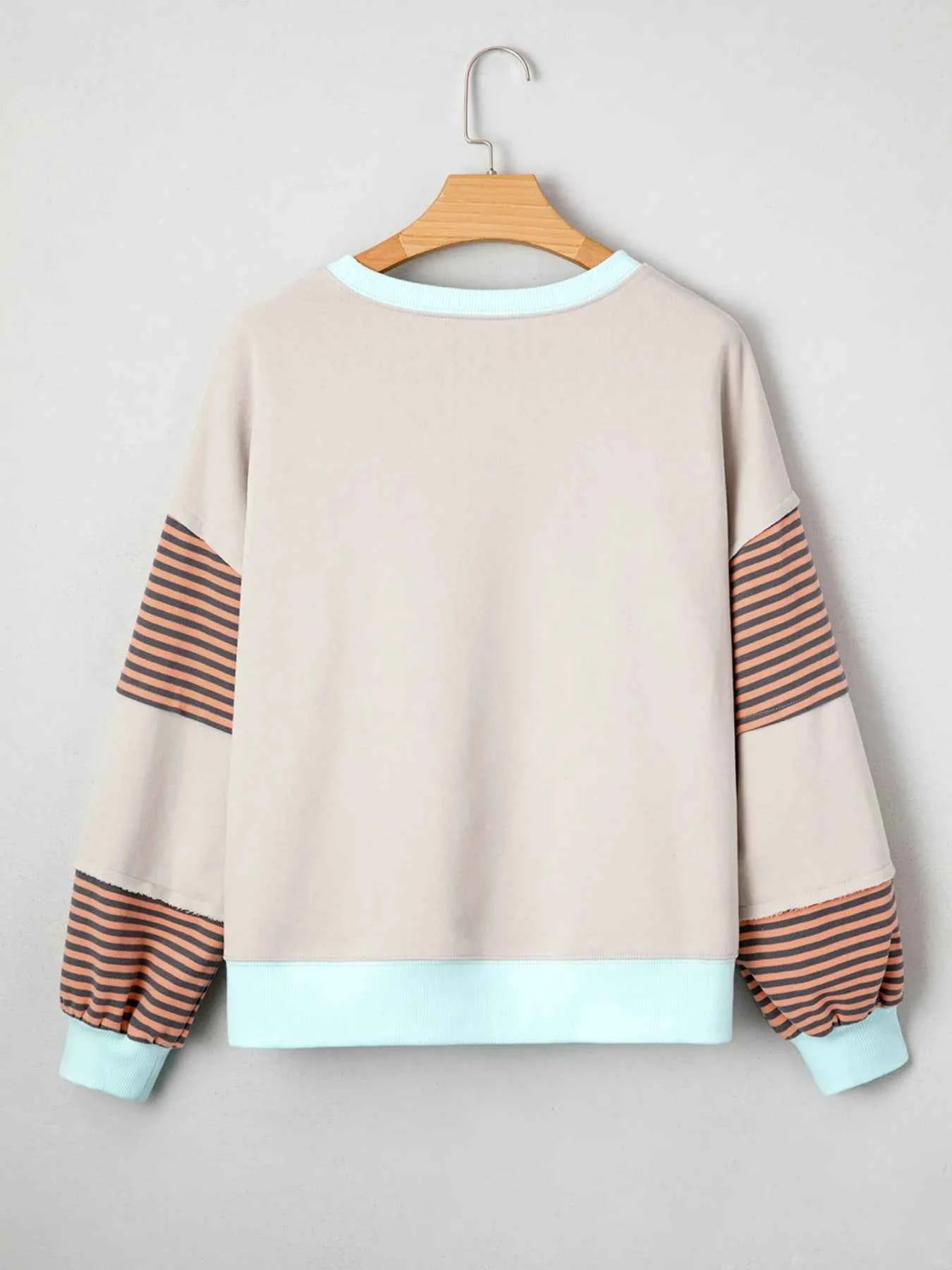 Striped Colorblock Patchwork Drop Shoulder Sweatshirt 6fdb0303a824465aac3028f7eb47655a-Max-Origin