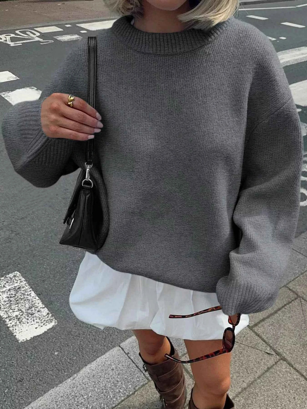 Ribbed Round Neck Dropped Shoulder Sweater 70316b4feacd4fa58cc9a1beaf050088-Max-Origin