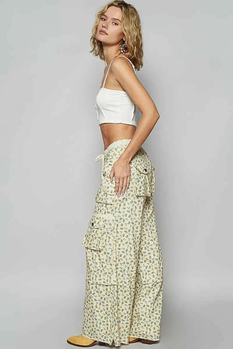 POL Floral Cargo Wide Leg Pants with Lace Drawstring 70380602-c433-4b2b-b504-f0ca7e0750b5-Max-Origin