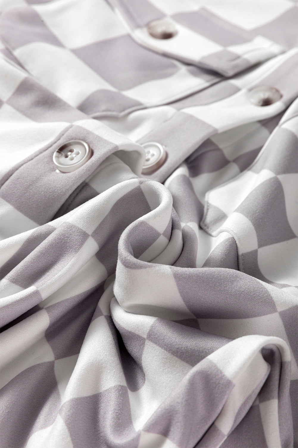 Khaki Checkerboard Flap Pocket Button Front Shacket 70529524510d35e4