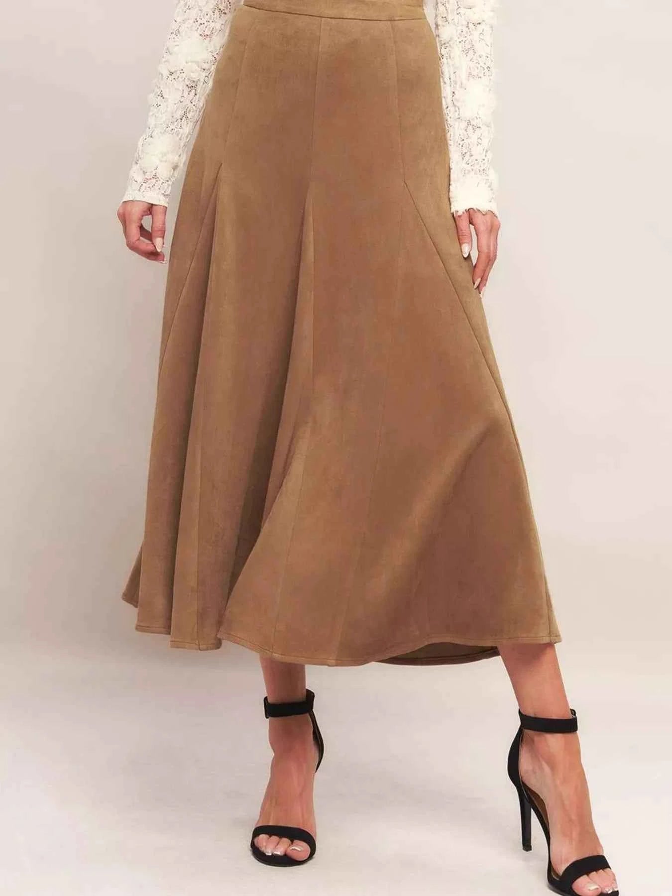 Flowy A-Line Midi Skirt Khaki 70b8531e349e4e5ca0359fad08b03c60-Max-Origin