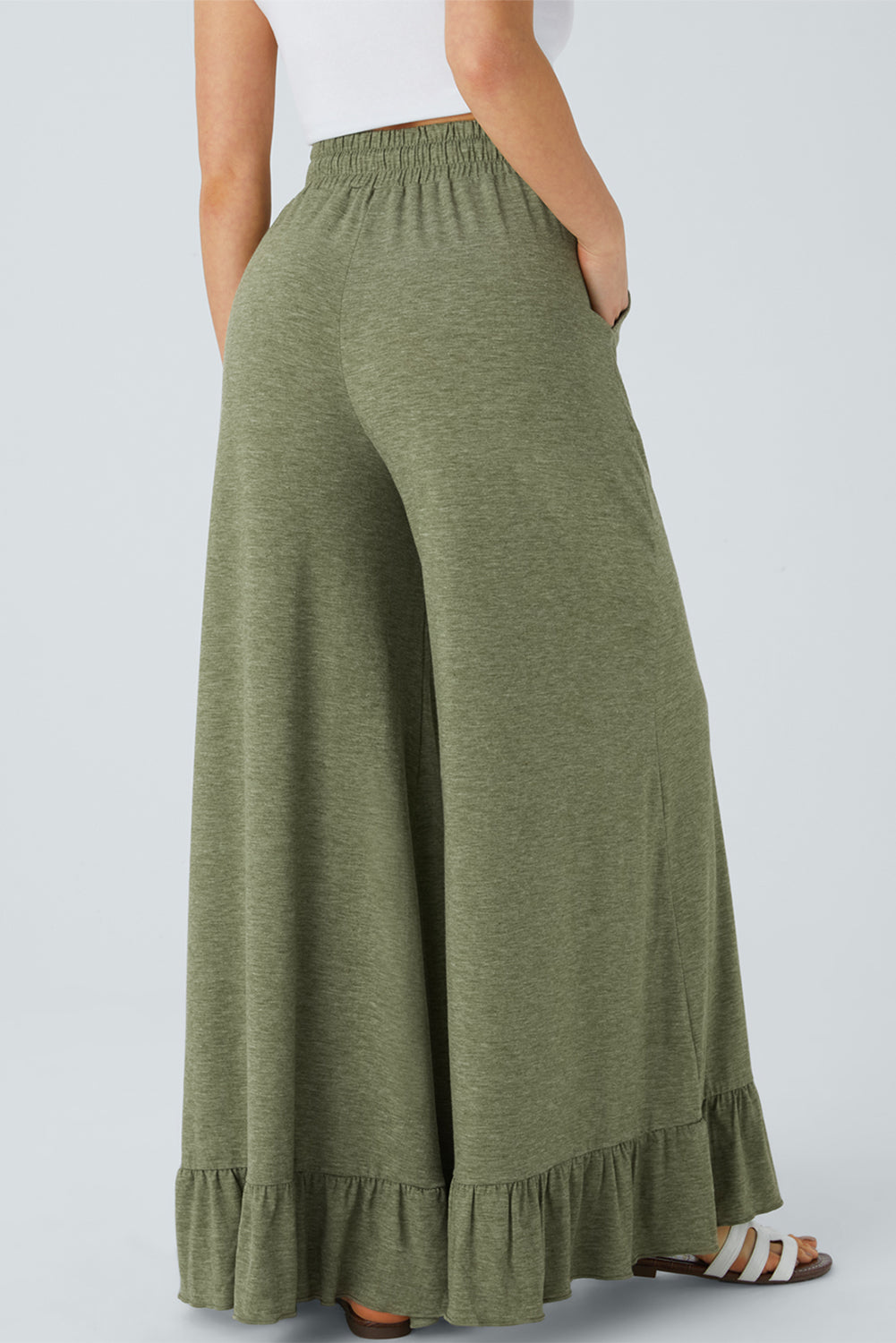 Dune Solid Color Ruffle Hem Wide Leg Pants 70e80d4723d76c99
