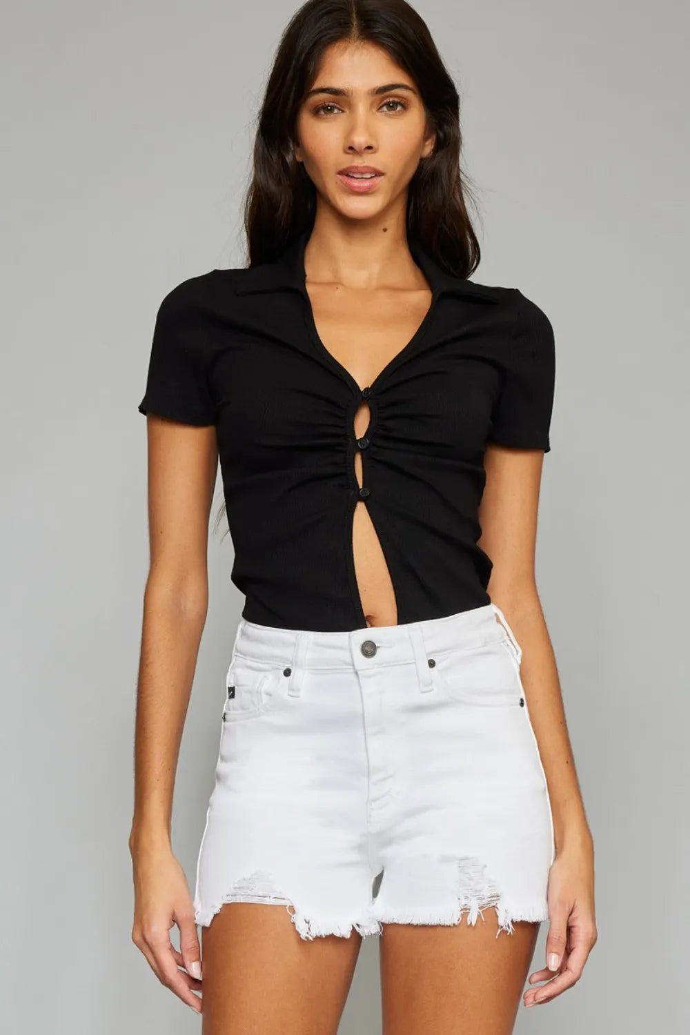 Kancan Full Size High Rise Frayed Hem Denim Shorts White 7130a104-1d7c-4c45-98ed-4bcc824974a3-Max