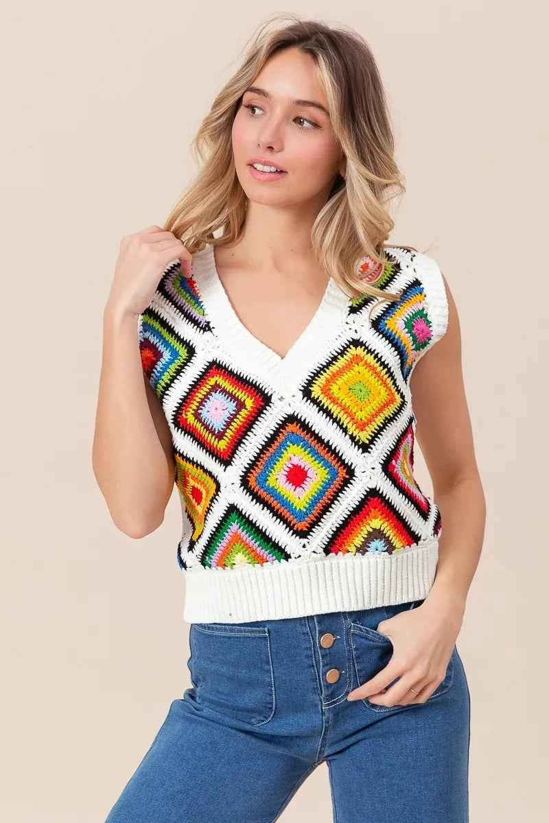 BiBi Diamond Granny Square Sweater Vest 714a393318e74edea85b3479ca2b366b-Max-Origin