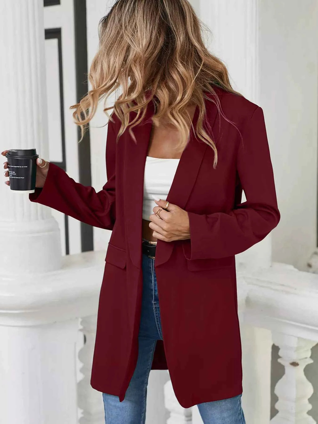 Lapel Collar Long Sleeve Blazer 71629b73-d367-44b1-8dca-9a468bde9260-Max-Origin