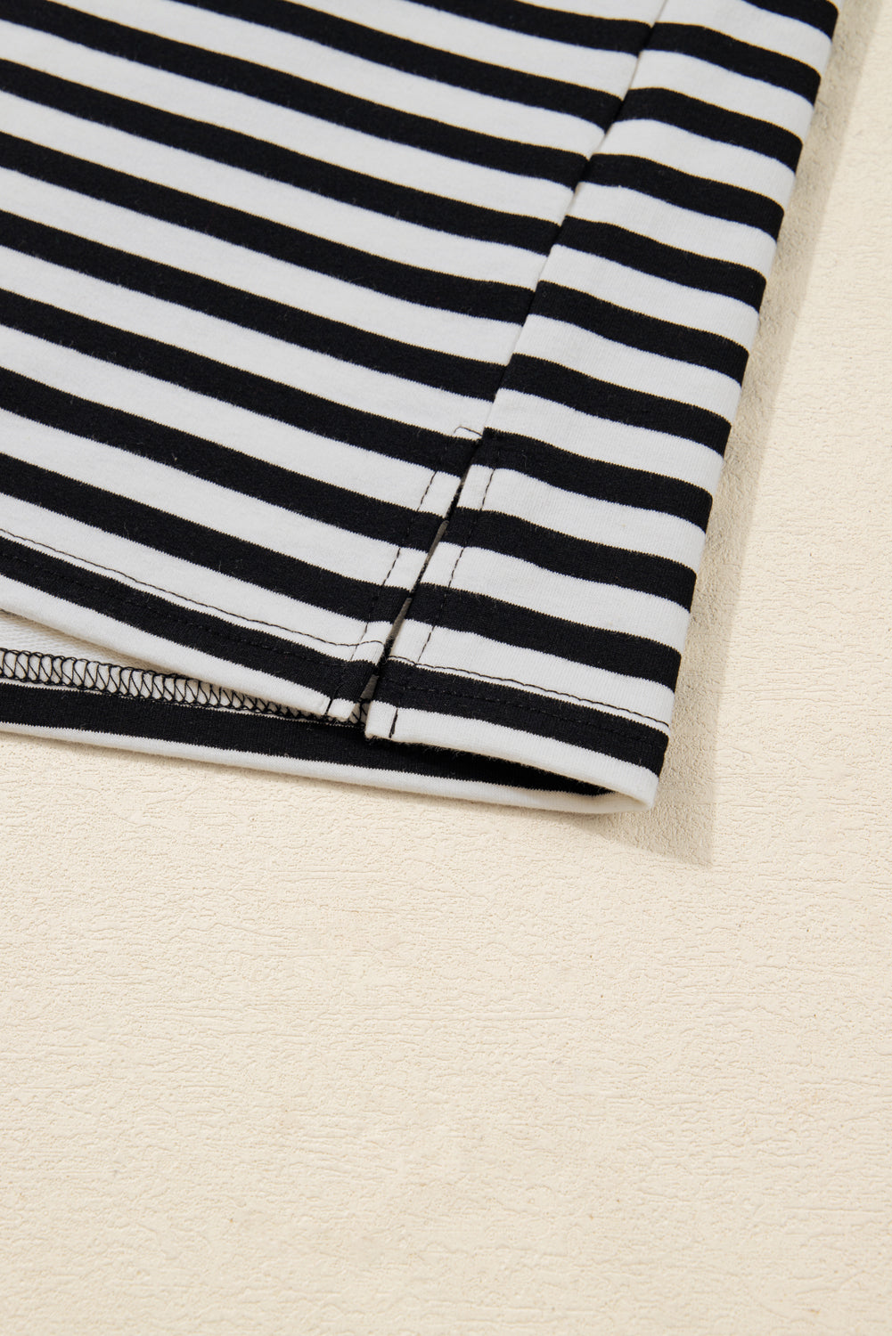 Black Striped Round Neck Contrast Trim Bell Sleeve Top 7191e633e9c230f9