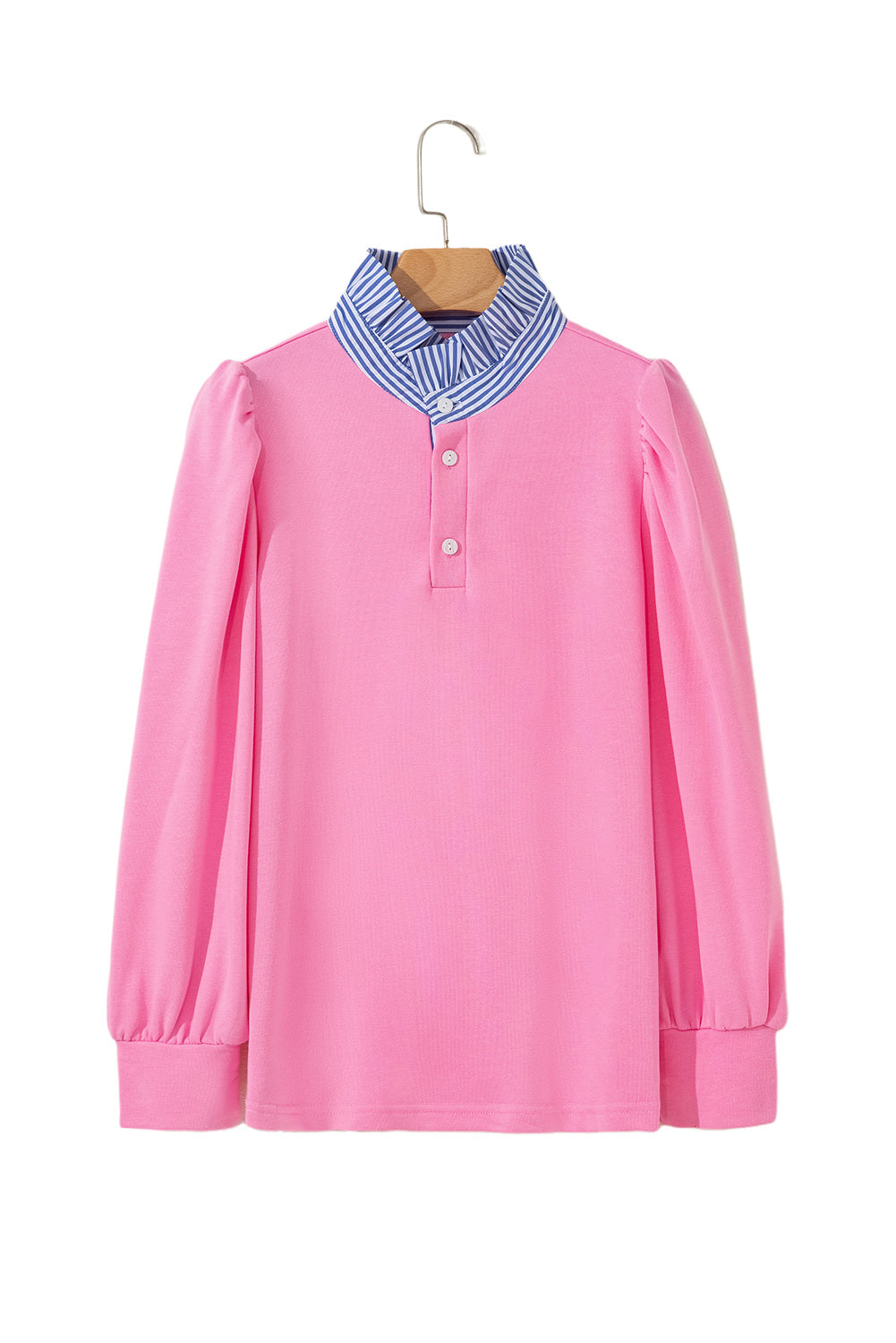 Bonbon Striped Collar Puff Sleeve Sweatshirt 71b70d5c10660bd2