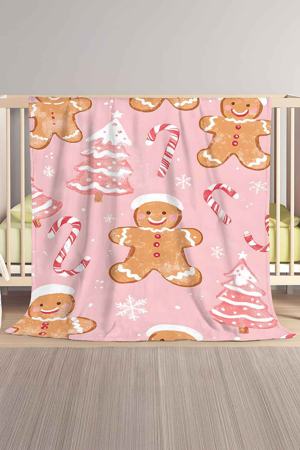 Pink Christmas Gingerbread Candy Cane Soft Throw Blanket 71d2c452e51cb457