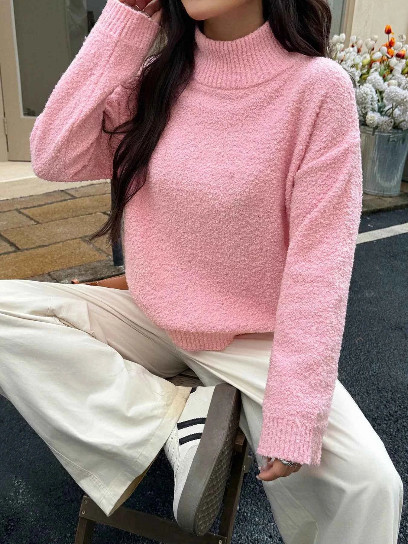 Turtleneck Long Sleeve Sweater Pink 71d4735b411b469f9af8cc8e7498b6ad-Max-Origin
