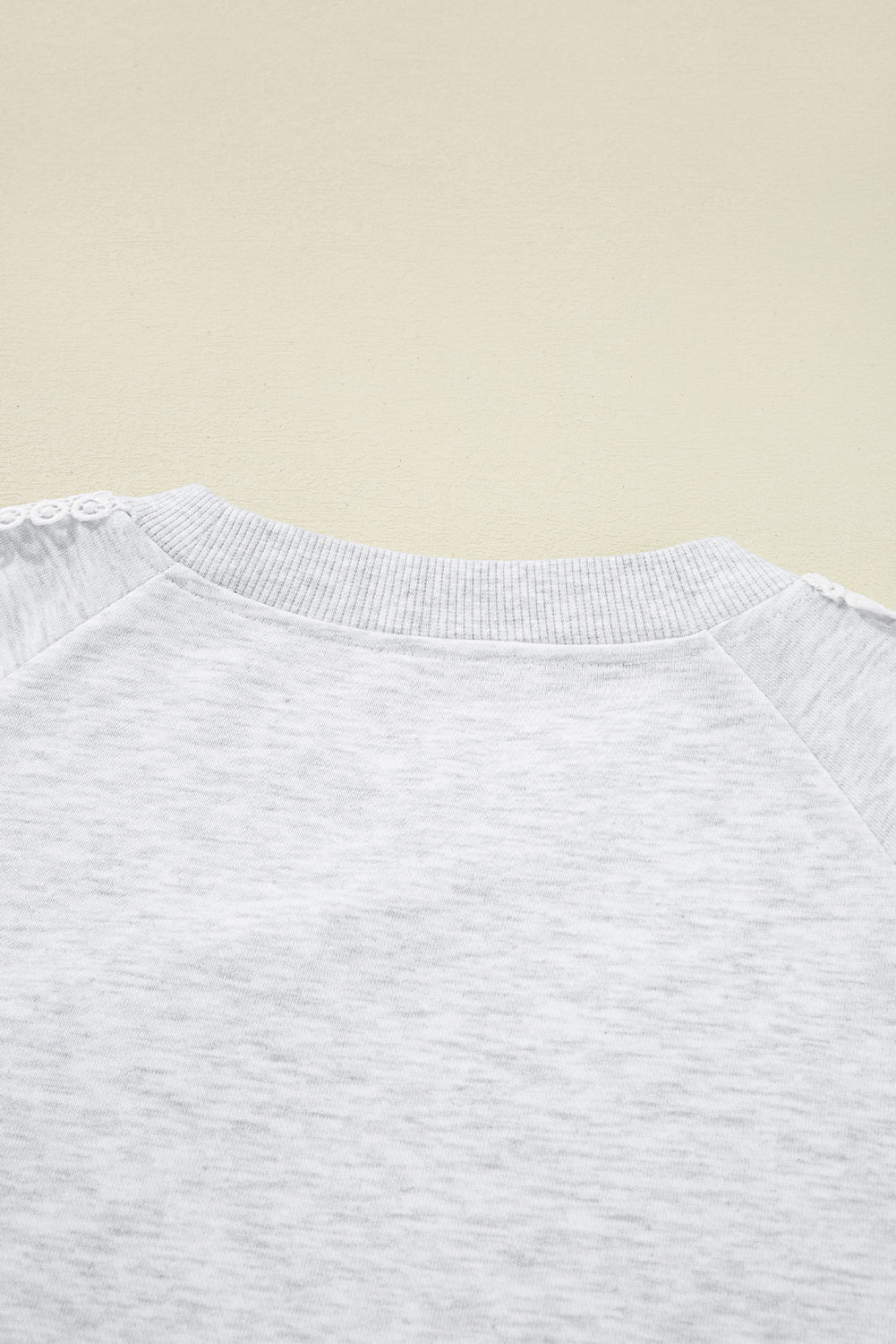Light Grey Lace Applique Raglan Sleeve Crew Neck Sweatshirt 71f49747be80517e