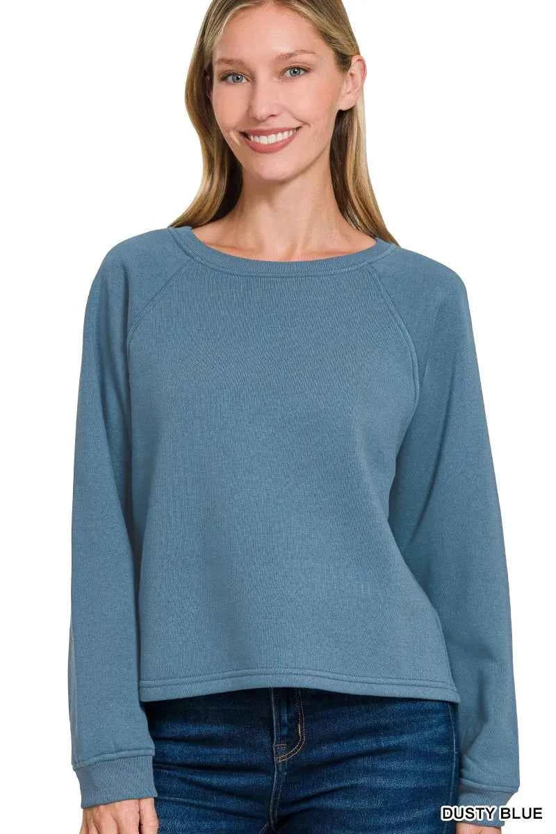 Zenana Fleece Raglan Round-Neck Sweatshirt DUSTY BLUE 721ddaf58a824392a08cda3e9c903024-Max-Origin