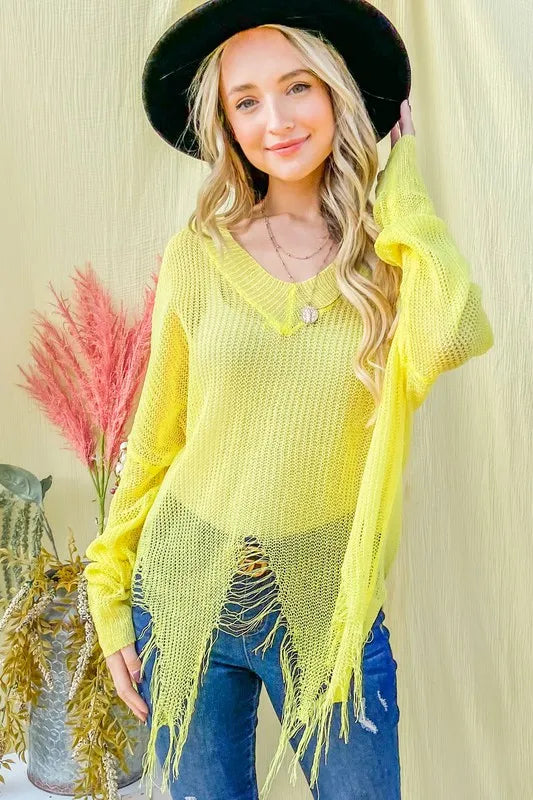 And The Why Distressed Mesh V Neck Spring Sweater Cover Up 72426521089f4f9094e3602819882837-Max-Origin
