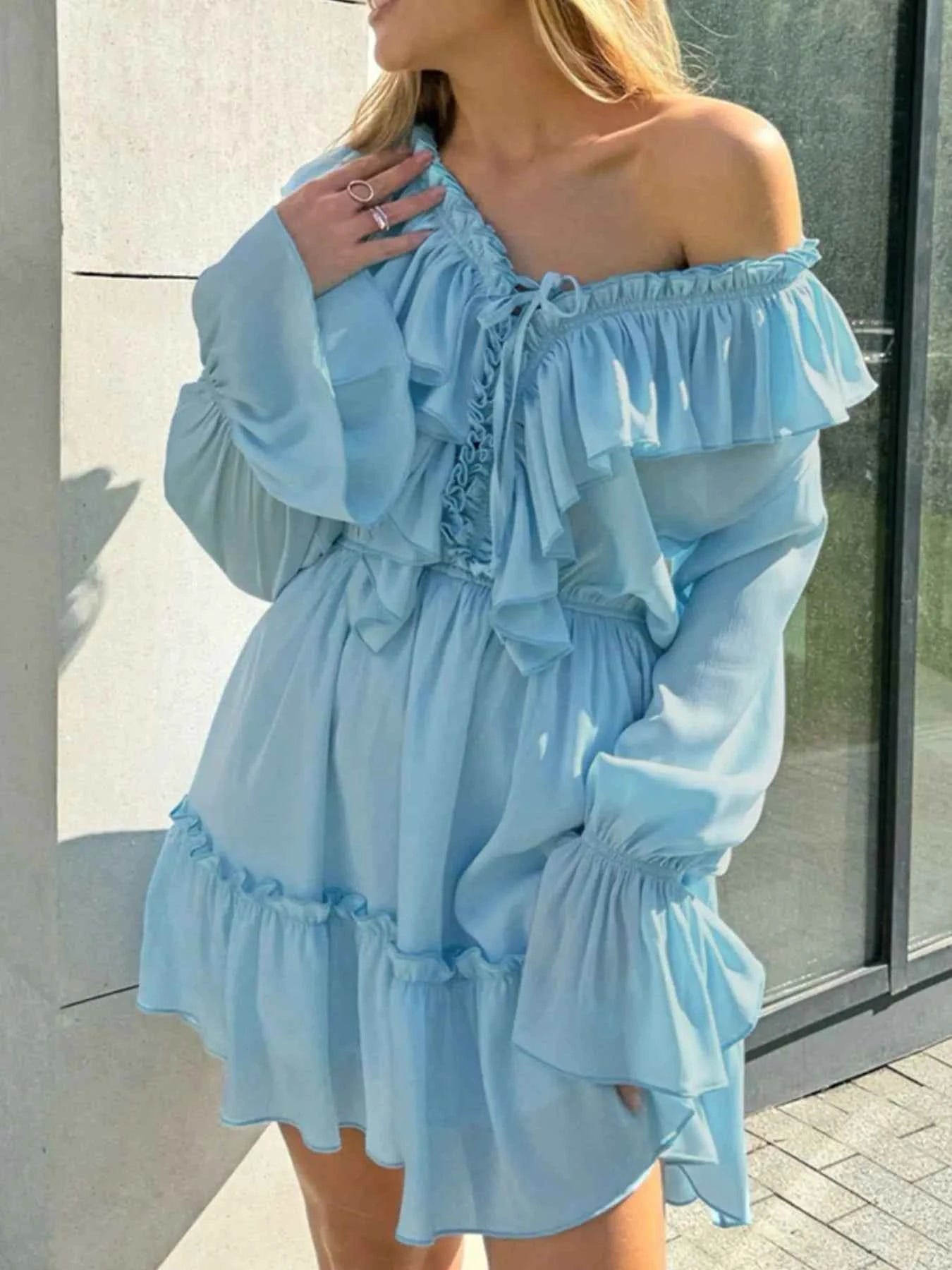 Ruffle Flounce Sleeve Mini Dress 724ac468-04d2-4251-883a-e99a2a766ad7-Max-Origin