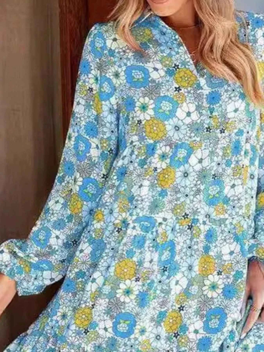 Floral Print Balloon Sleeve Midi Dress 7254b2d9-4ed9-4d3d-a4d0-5d80619bcbd9-Max-Origin