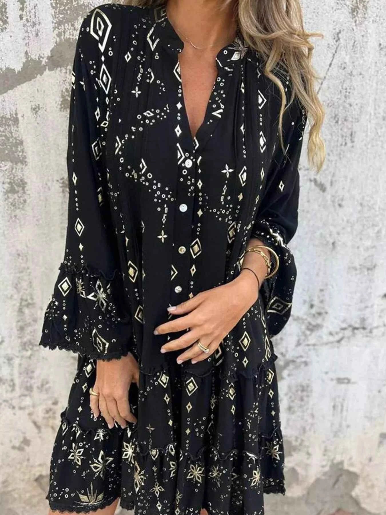Full Size Printed Notched Flare Sleeve Dress Plus Size 72a687f17ff040a29709783927e5326f-Max-Origin