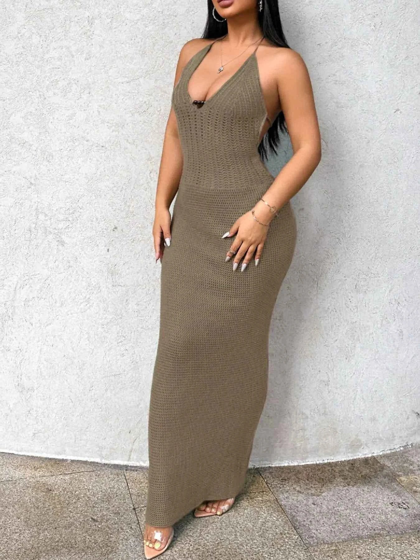 Halter Neck Maxi Bodycon Sweater Dress 72ad5902-c29f-4358-8d97-b0e4421199cb-Max-Origin