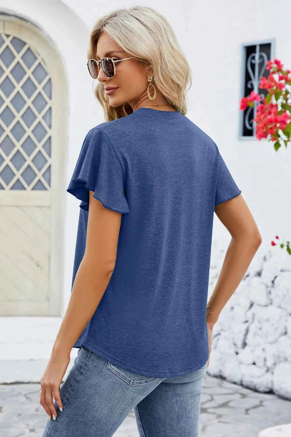 V-Neck Flutter Sleeve T-Shirt 72c6a9f7-765c-482f-9ca6-618d96f6ea7d-Max