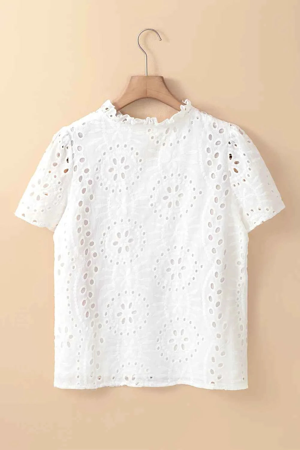 Eyelet Frill Short Sleeve Blouse 72f877b9-37ec-4825-a111-8f73463f7279-Max