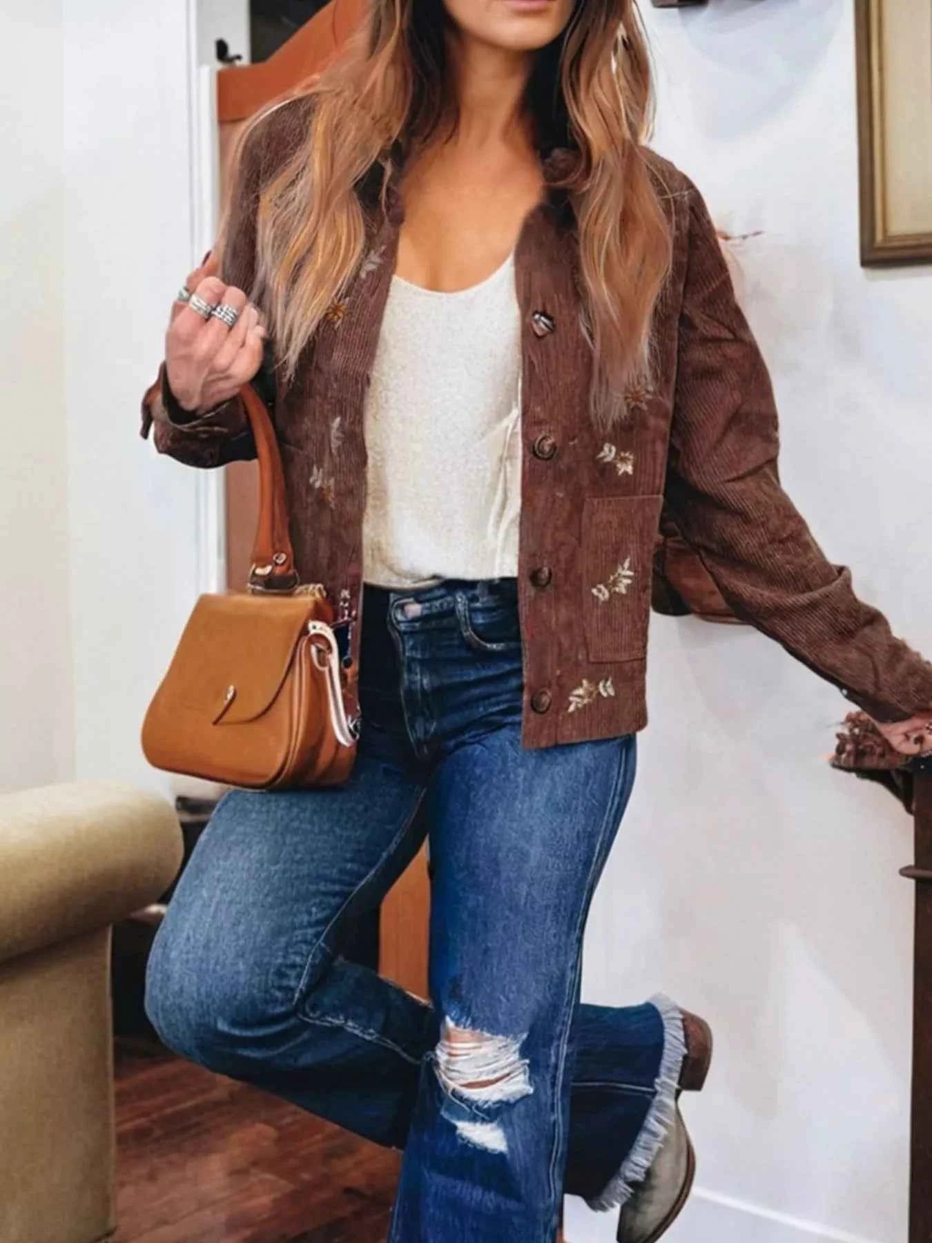 Floral Embroidered Collar Button Front Corduroy Jacket 7308f057-ae4d-4e52-b936-e1ee83c23c38-Max-Origin