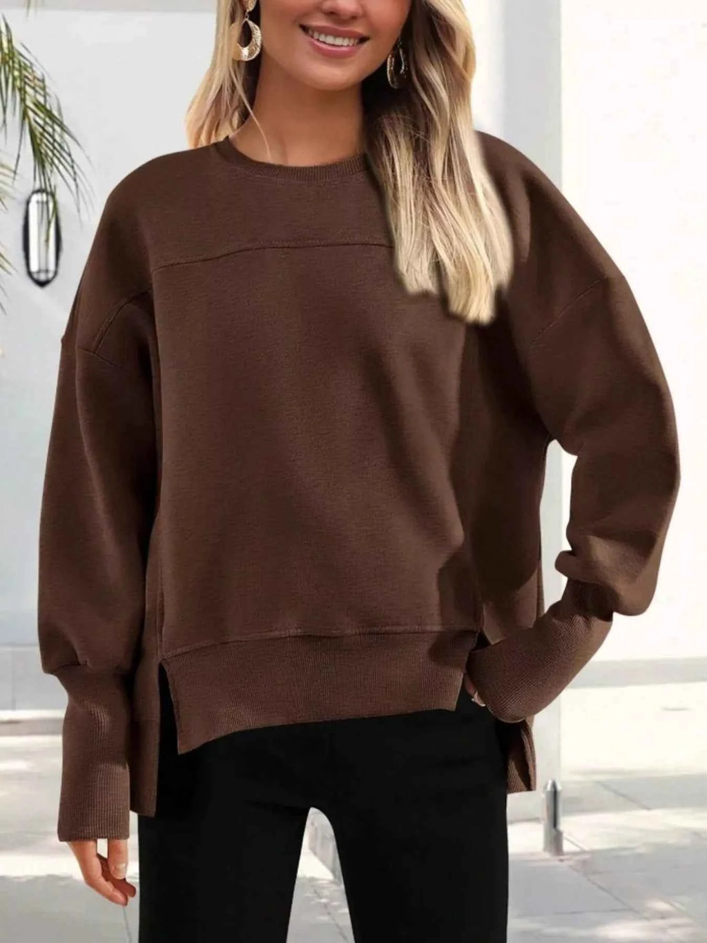 Slit Round Neck Dropped Shoulder Sweatshirt 7322953dd2194e46942fe9af506f7cf8-Max-Origin