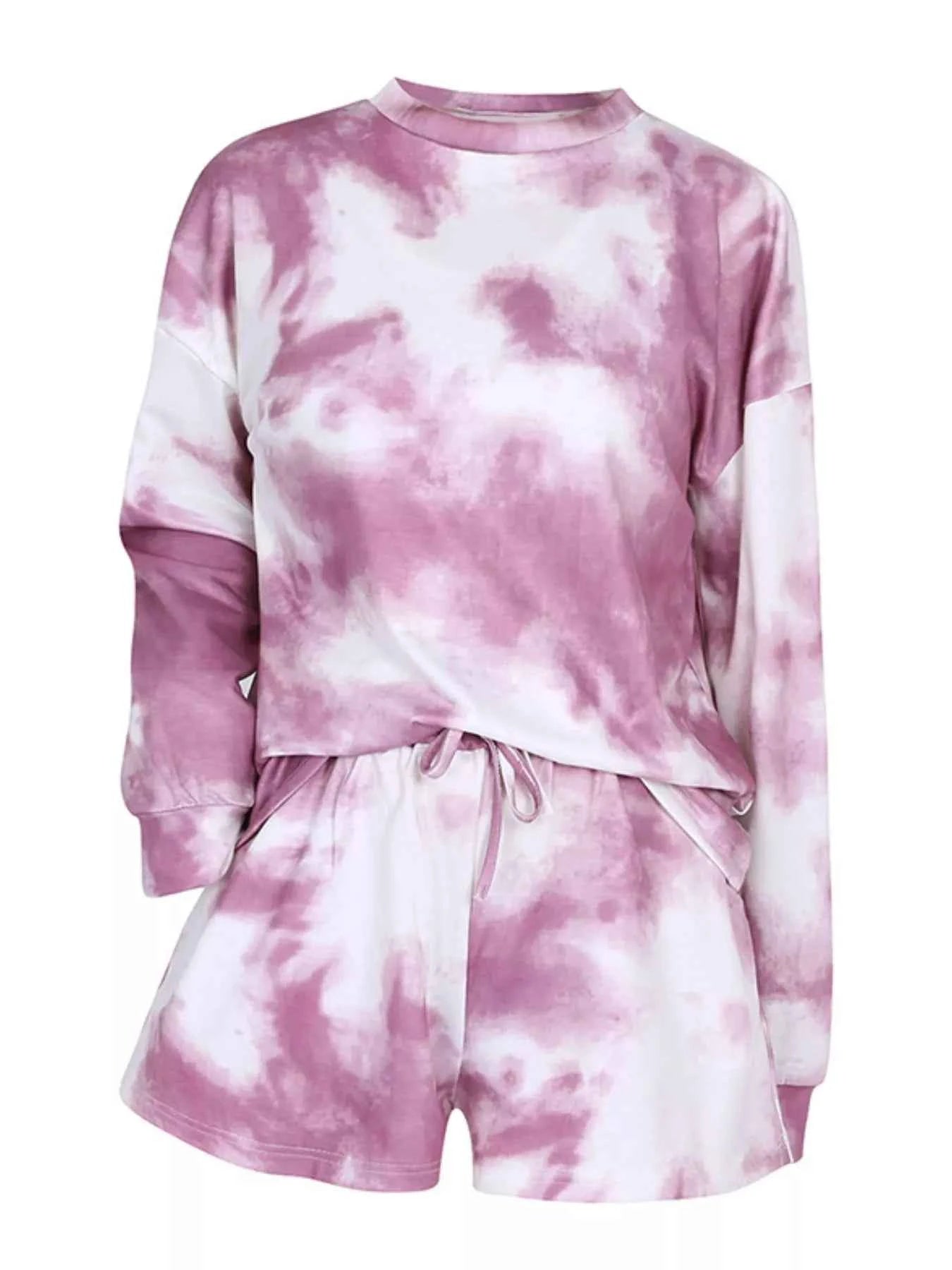 Tie-Dye Round Neck Top and Shorts Set Moonlit Mauve 734747a8-c0f0-41e4-a8b8-d86e5f0c46a0-Max-Origin