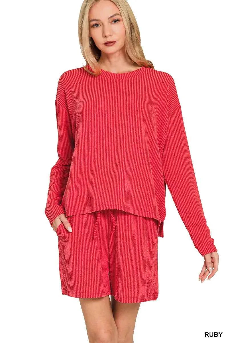 Zenana Corded Rib Long Sleeve Tee and Shorts Set RUBY 7373a68b5ace4c75890c2bc8a61efab4-Max-Origin