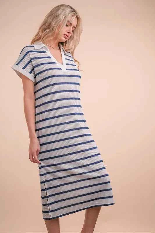 VERY J Oversized Collared Striped Knit Midi Dress 739a9dd3597748f292c162e0d0b82318-Max-Origin