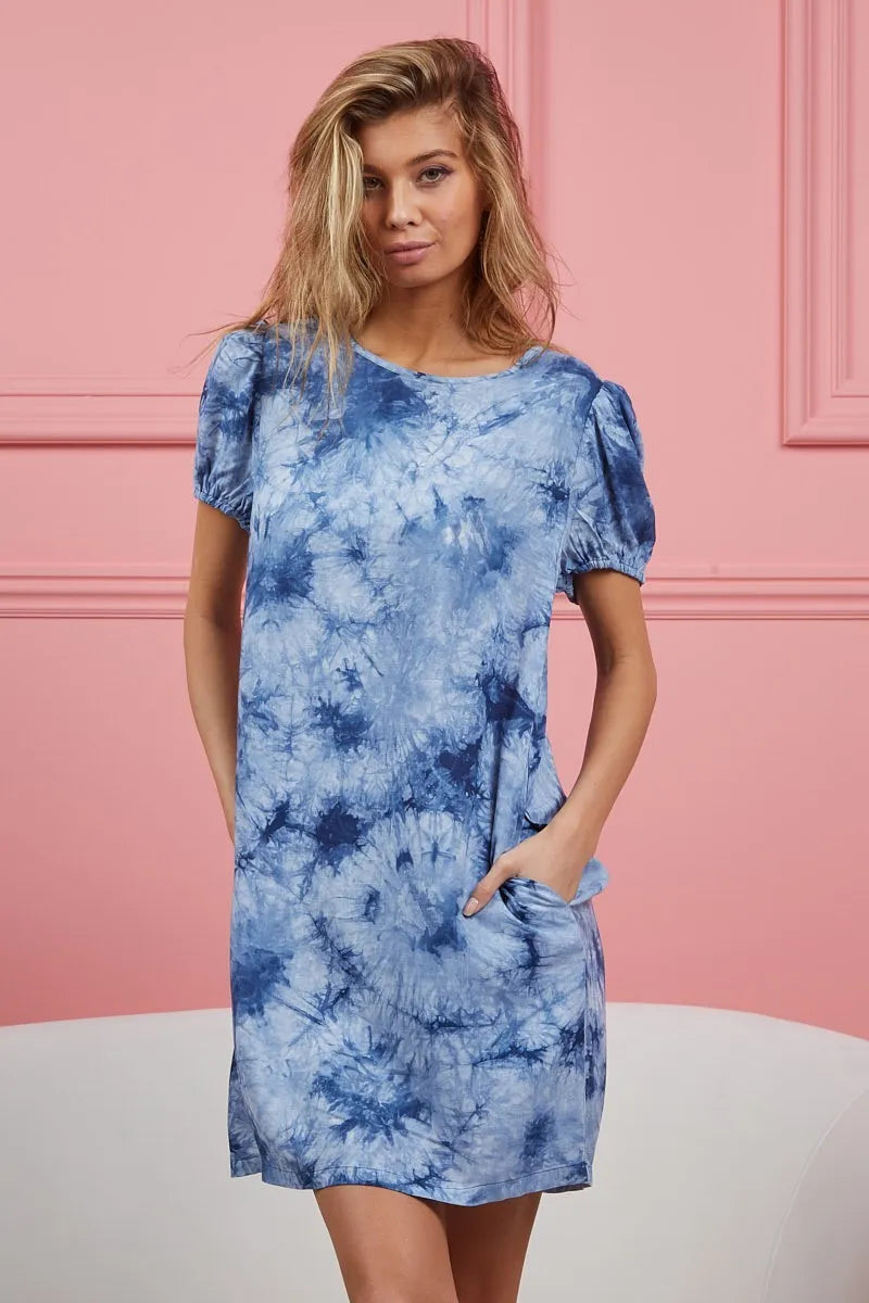 BiBi Puff Sleeve With Side Pockets Tie Dye Dress 73ec395f98df4fab8342b5dcffd16e51-Max-Origin