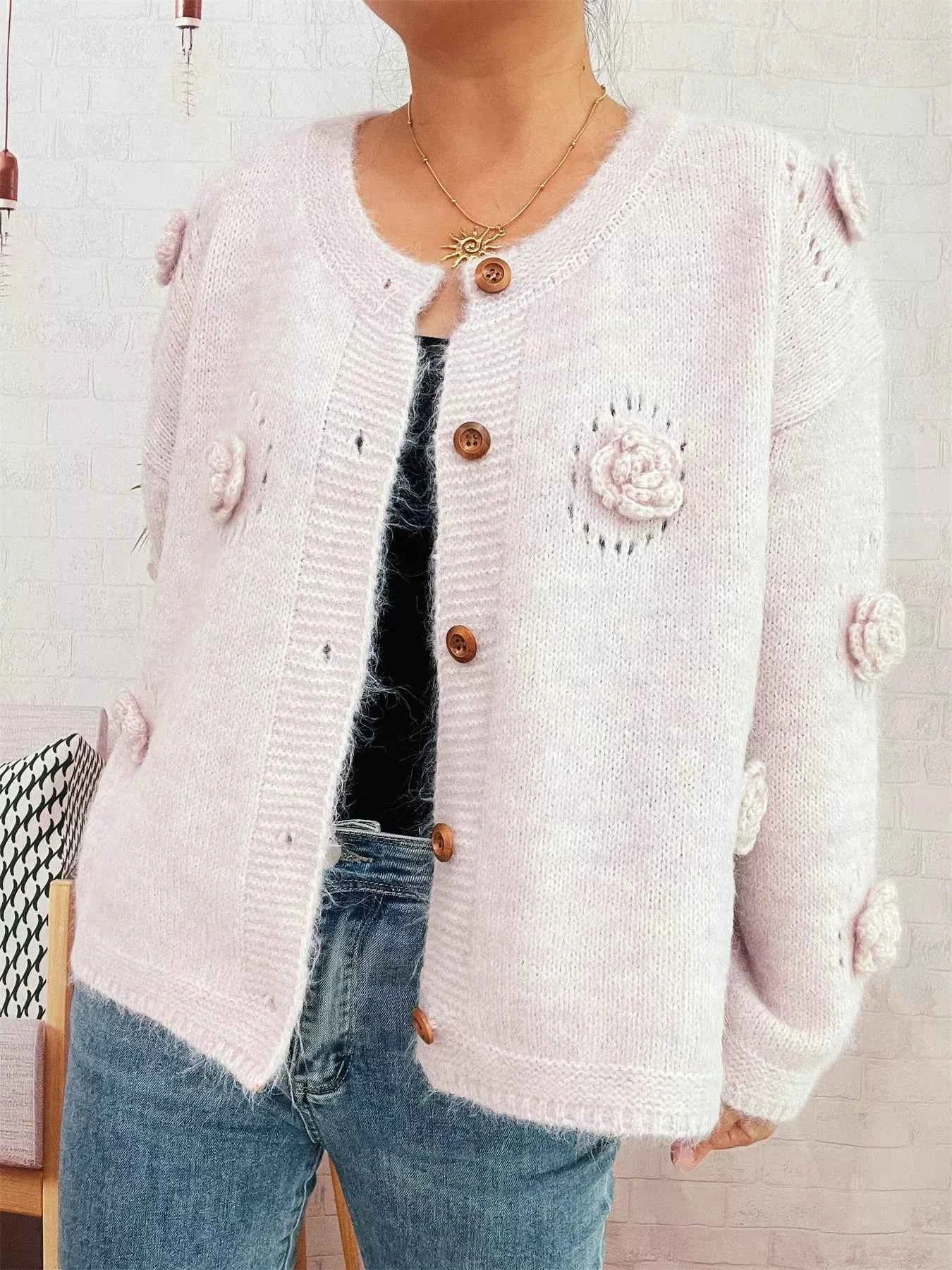 Flower Button-Up Cardigan 74192ea12e68439d883c4ef5d641b011-Max-Origin