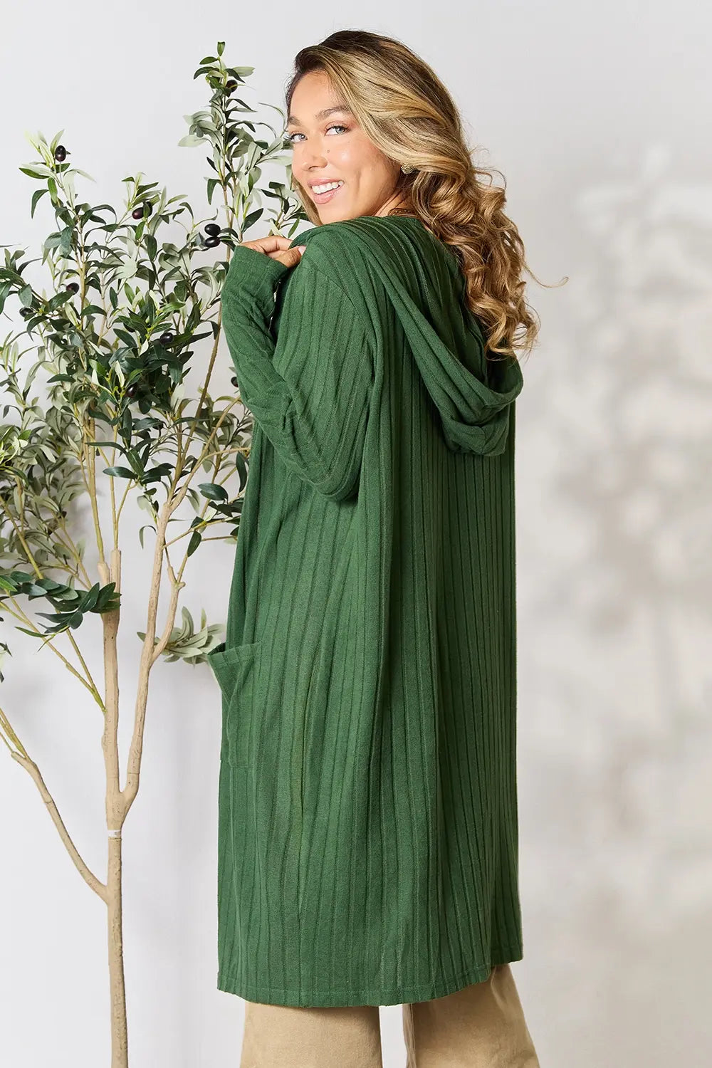 Basic Bae Full Size Hooded Sweater Cardigan 745305cb92484daca913c573b3894539-Max