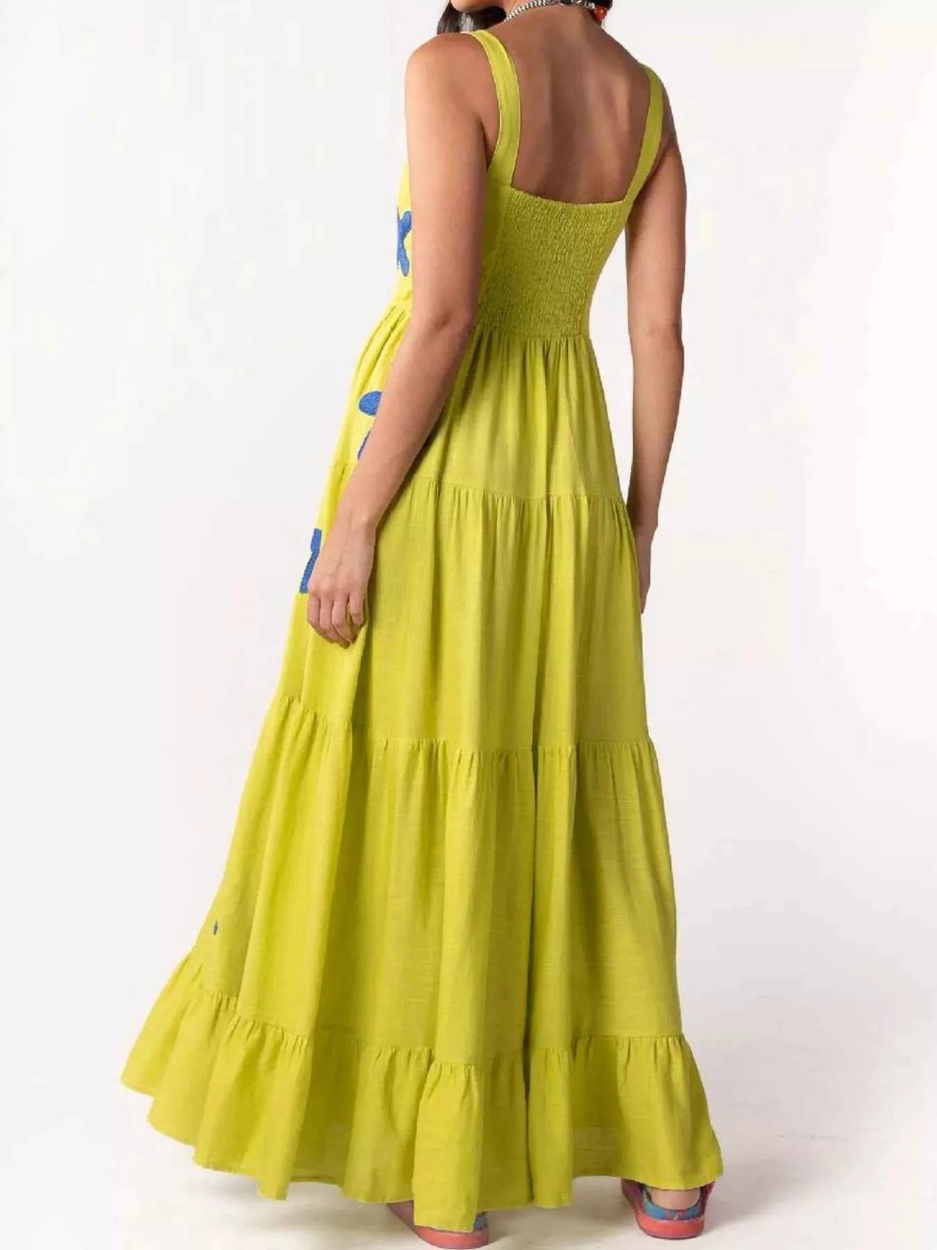 Embroidered Square Neck Tiered Maxi Cami Dress 747fd224-896b-4d46-a616-383d011fd79c-Max-Origin