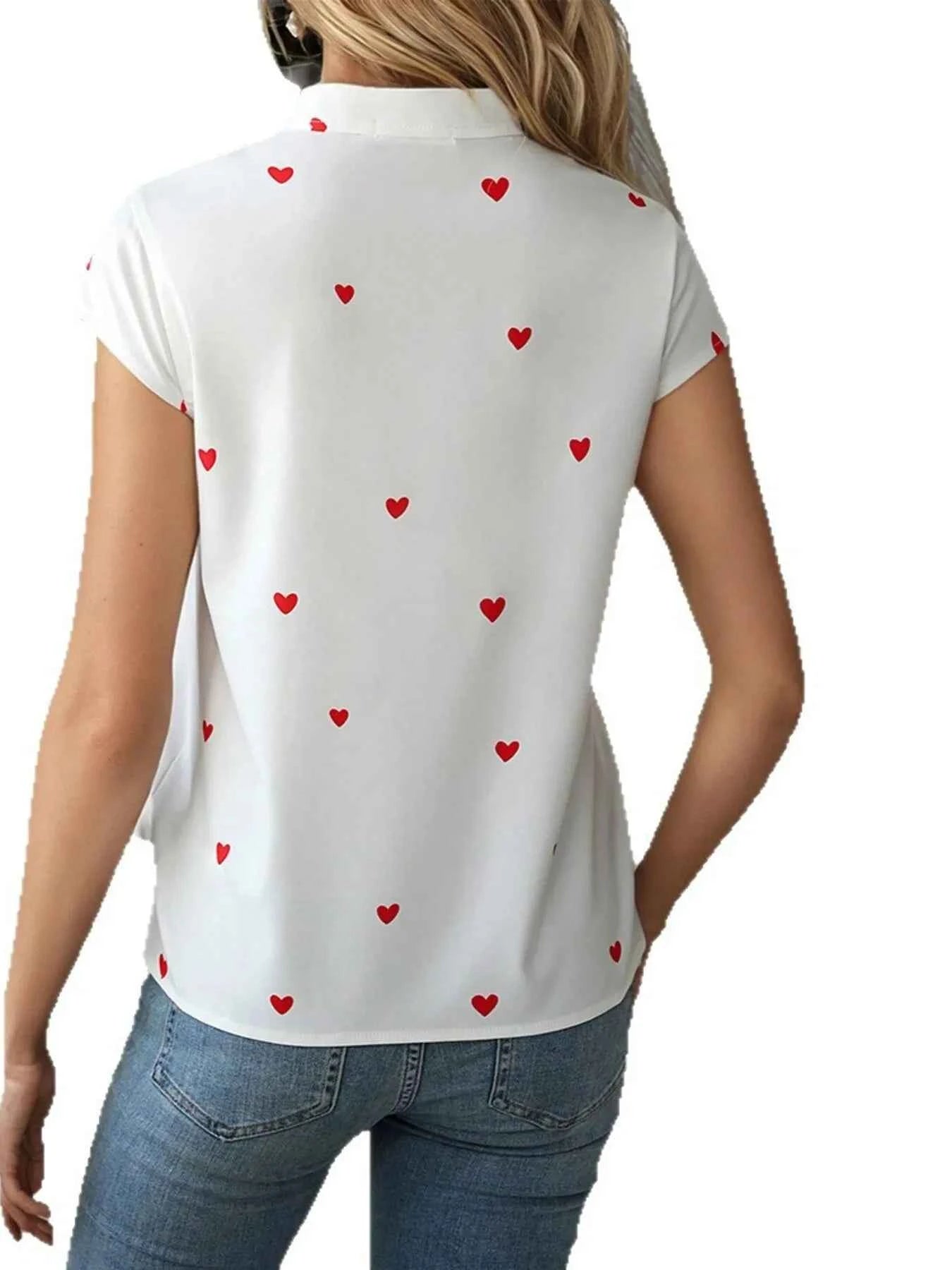 Heart Print Cap Sleeve Button-Up Shirt 749482fc1bde45cabf5cb3cb73f28cad-Max-Origin