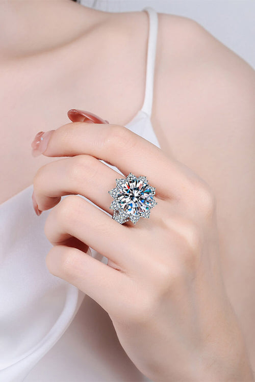 10 Carat Moissanite Flower-Shaped Ring Silver 7507514023b94e9f92203752cd5807ef-Max