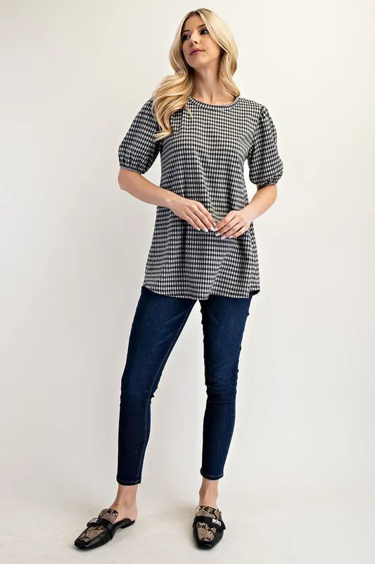 Celeste Full Size Gingham Print Top With Puff Sleeves Plus Size 750f2bf3-ecea-41d9-8e5a-5e71ed1ec683-Max