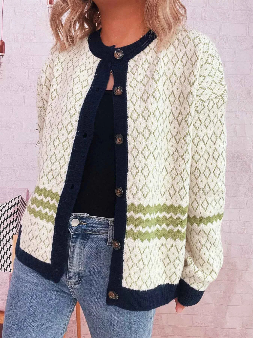 Geometric Pattern Button Up Cardigan 75258d9bc8c44d7a8dbbae6a4ee8ad31-Max-Origin