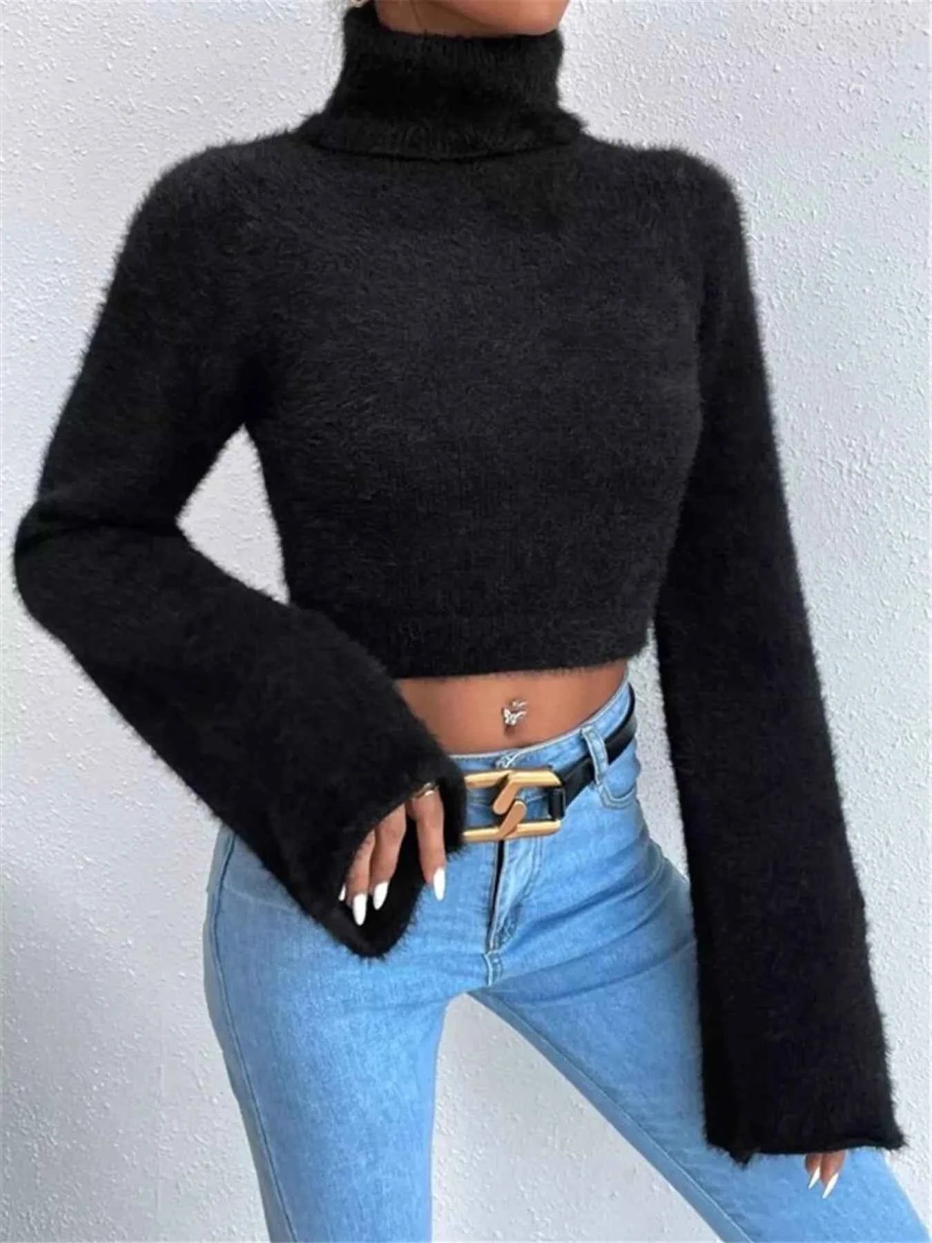 Turtleneck Flare Sleeve Sweater 753e70e03371464086b0972733edb4be-Max-Origin