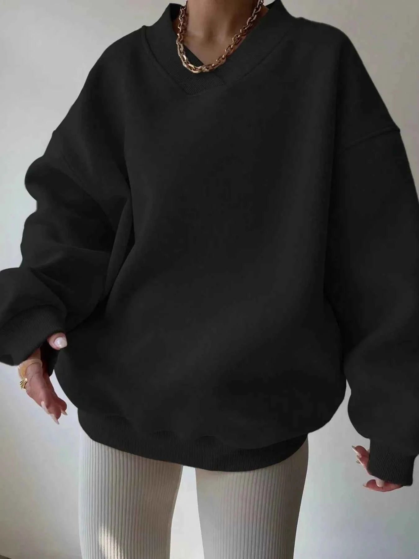 Dropped Shoulder Long Sleeve Oversized Sweatshirt Black 756f7f9a7a6a4d51952af7e21cfd2cd7-Max-Origin