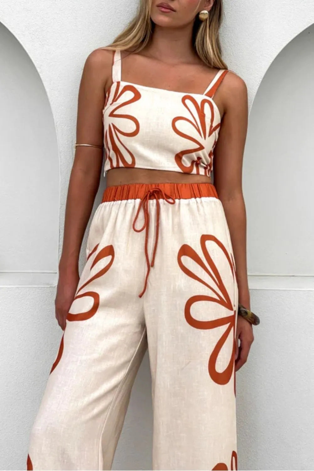 Smocked Square Neck Cami and Pants Set Ochre 7577c44e-9004-4245-88c1-15c7305b2211-Max-Origin